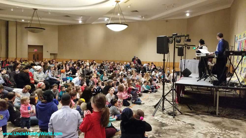 A large Jewish children's audience turned out for Uncle Moishy's "Welcome Album Tour" in Teaneck.